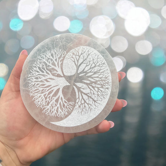 Large Selenite Yin Yang Charging Plate