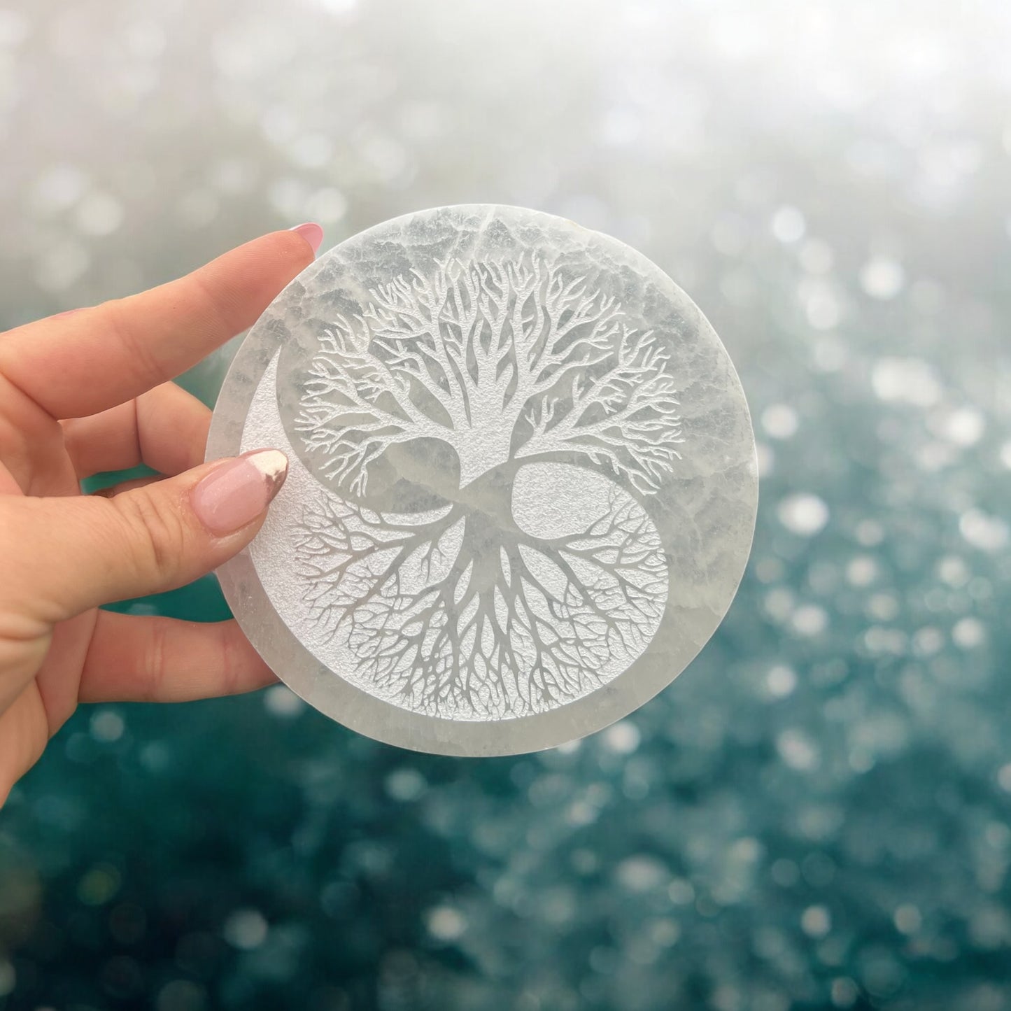 Large Selenite Yin Yang Charging Plate